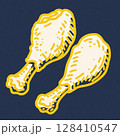 ジューシーなフライドチキンのイラスト 128410547