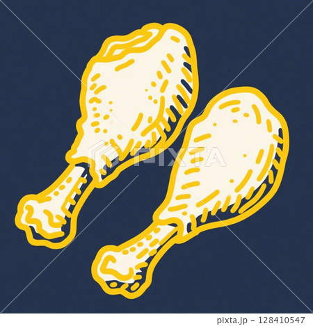 ジューシーなフライドチキンのイラスト 128410547