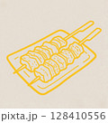 焼きあがった焼き鳥のイラスト 128410556
