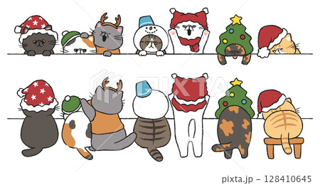 猫(エキゾチックショートヘア)のボーダーセット/クリスマス 128410645