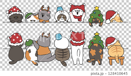 猫(エキゾチックショートヘア)のボーダーセット/クリスマス 128410645