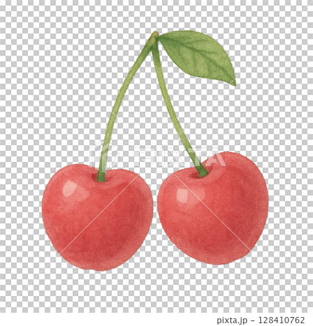 【フルーツ】さくらんぼのイラスト 128410762