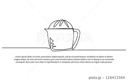 One line of citrus reamer. Abstract minimal continuous line. 128411564