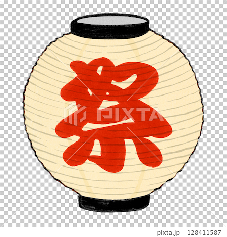 お祭りの提灯・白 128411587