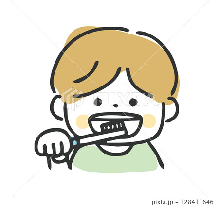歯をみがく男の子 歯をみがく男の子 128411646