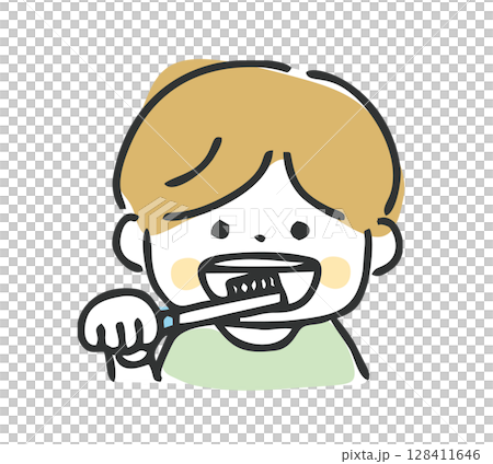 男孩刷牙 128411646