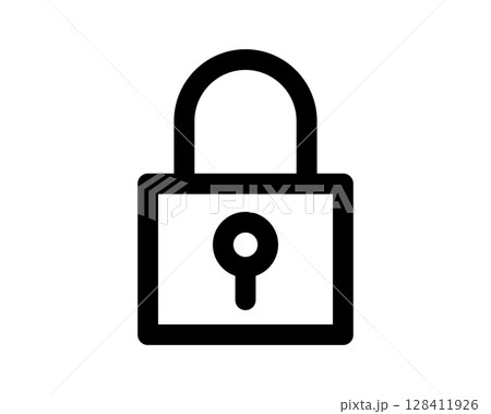 Bold black padlock icon, perfect for security, privacy, or website design. Clean, minimalist style. Bold black padlock icon, perfect for security, privacy, or website design. Clean, minimalist style. 128411926