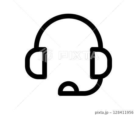 Bold black headset icon; perfect for websites, apps, and presentations needing a modern, minimalist touch. Illustrates customer support, communication, or technical assistance. Bold black headset icon; perfect for websites, apps, and presentations needing a modern, minimalist touch. Illustrates customer support, communication, or technical assistance. 128411956