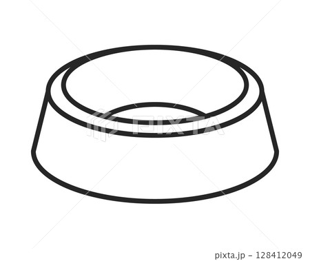 Simple line art of a pet bowl, conveying minimalism and care. Perfect for designs related to animal feeding, pet care products, or veterinary services. Clean, vector style illustration. Simple line art of a pet bowl, conveying minimalism and care. Perfect for designs related to animal feeding, pet care products, or veterinary services. Clean, vector style illustration. 128412049
