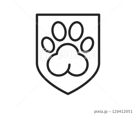 Simple shield icon with a paw print inside,symbolizing protection and care for animals.Ideal for veterinary services,pet adoption,or animal welfare.Clean design. Simple shield icon with a paw print inside,symbolizing protection and care for animals.Ideal for veterinary services,pet adoption,or animal welfare.Clean design. 128412051