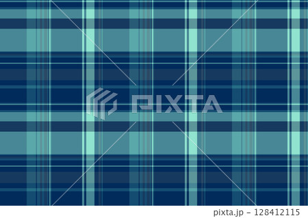 Serene pattern seamless vector, 1950s texture fabric textile. Premium tartan background check plaid in cyan and blue colors. Serene pattern seamless vector, 1950s texture fabric textile. Premium tartan background check plaid in cyan and blue colors. 128412115