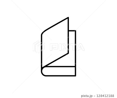 Clean, minimalist line art icon of an open book. Perfect for websites, apps, or educational materials needing a simple, modern design.  Versatile and easily adaptable to various branding styles. 128412188