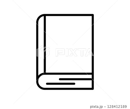 Clean line art illustration of a closed book. Perfect for websites, apps, educational materials, or any project needing a simple, modern book icon.  Versatile design suitable for various applications. 128412189