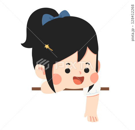 School girl extending hand to pick up an item School girl extending hand to pick up an item 128412268