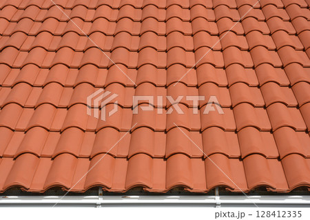 Terracotta roof detail 128412335