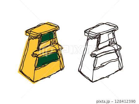 木製の踏み台の手描き風イラスト 128412390