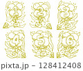 お祝いの風船の数字とクラッカーのイラスト、1から6 128412408