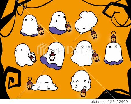 かわいいシーツおばけのイラスト素材 128412409