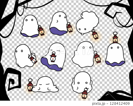 かわいいシーツおばけのイラスト素材 128412409