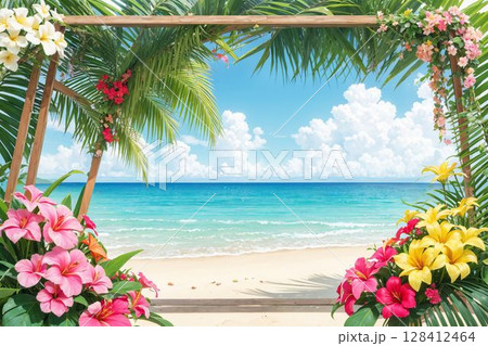 青い海と白砂のバカンス風景 128412464