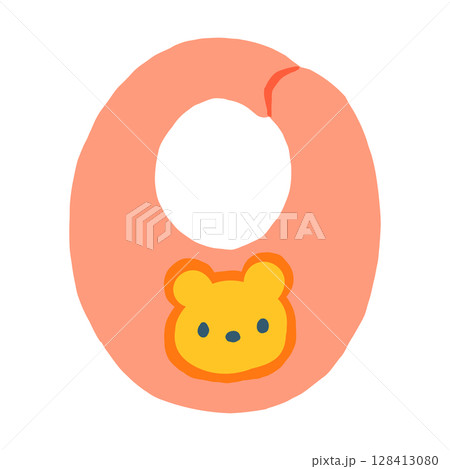 くま柄よだれかけのイラスト（手描きベビーグッズ） 128413080