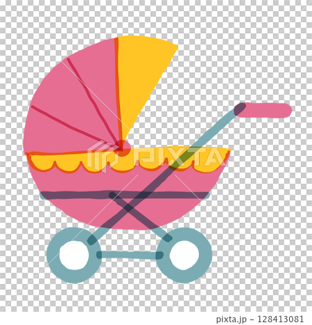 嬰兒車插圖（分娩和育兒材料） 128413081