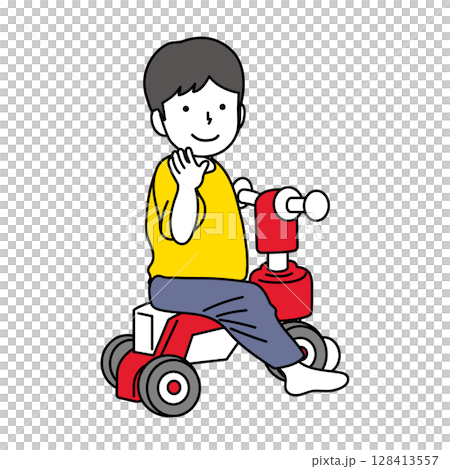 兒童騎三輪車：全身 128413557