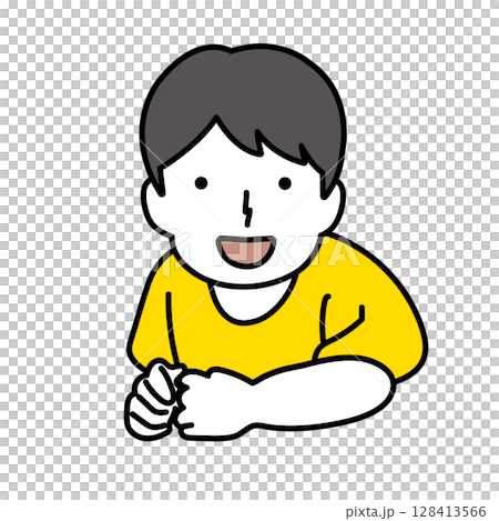 笑顔の子供：上半身 128413566