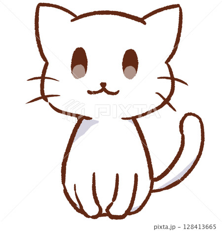 お座りしている白猫 お座りしている白猫 128413665