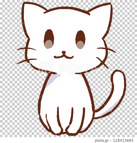 お座りしている白猫 お座りしている白猫 128413665