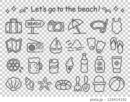 Simple and cute summer icons 128414192