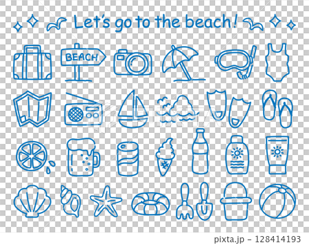 Summer hand drawn icon set Summer hand drawn icon set 128414193