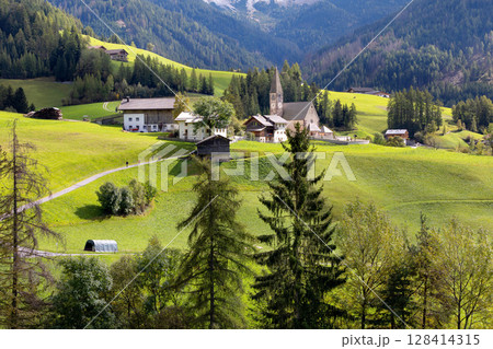 Italy Santa Magdalena church, Italian Alps 128414315