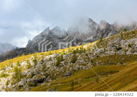 Italian Dolomite Alps mountains, Italy 128414322
