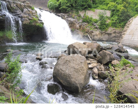 静岡県　鮎止めの滝　7月 128414545