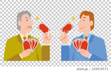 Man playing card game Man playing card game 128414573