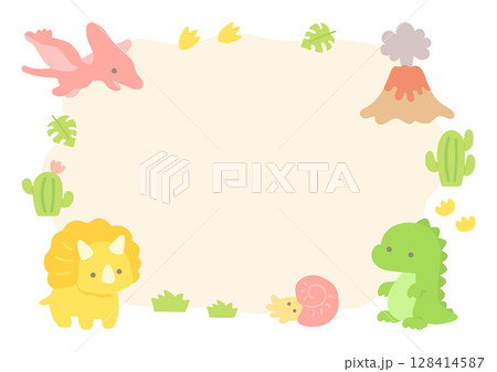 可愛い恐竜のフレーム 可愛い恐竜のフレーム 128414587