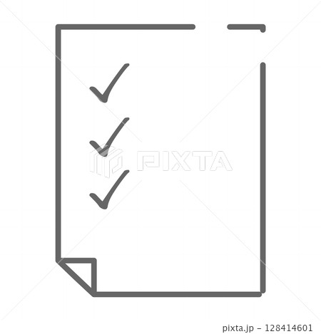 チェックマーク付きのアンケート用紙のイラスト 128414601