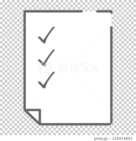 チェックマーク付きのアンケート用紙のイラスト 128414601