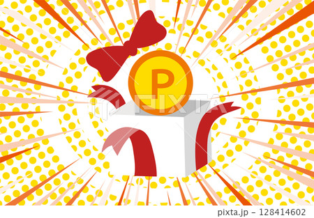 ポイント当選・大当たり演出のアイコン風イラスト 128414602