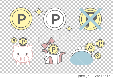 Simple icon set of points, savings and gifts 128414617