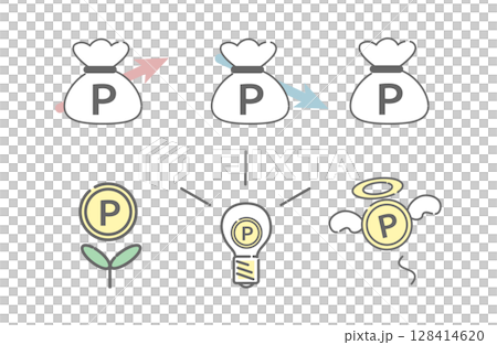 Point increase/decrease, inspiration, disappearance icon set 128414620