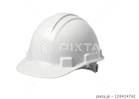 Hard Hat on Display for Safety Training and Construction Activities at a Worksite 128414742