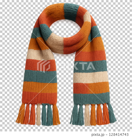 Cozy Striped Scarf in Warm Autumn Colors Perfect for Fall Fashion 128414743