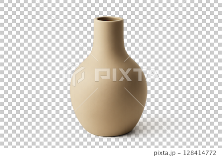 Elegant Ceramic Vase in Neutral Tone Standing on a Light Surface for Minimalist Decor 128414772