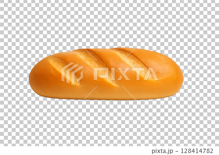 Freshly Baked Bread Loaf With Golden Crust and Soft Texture on White Background 128414782