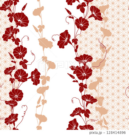 テキスタイルに最適な美しい朝顔の柄, 128414896