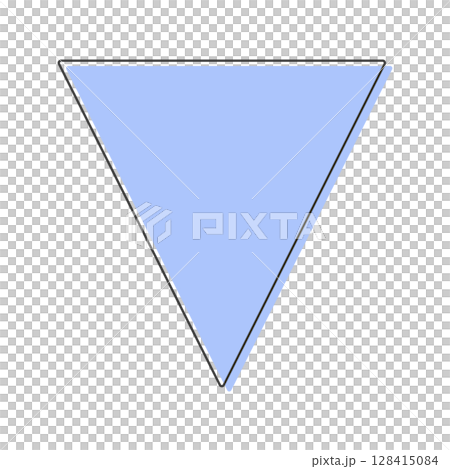 Downward blue triangle/arrow line icon - simple frame/decoration, down/minus image Downward blue triangle/arrow line icon - simple frame/decoration, down/minus image 128415084
