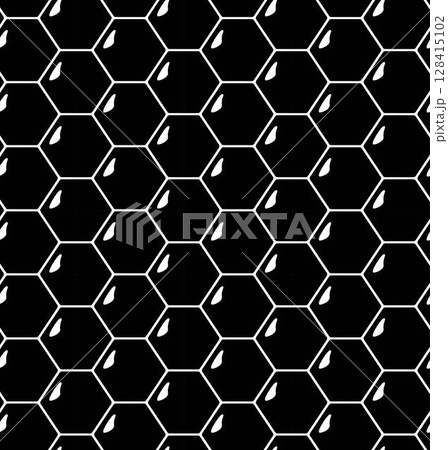 Honeycomb seamless pattern. Vector graphic line illustration. beehive pattern for decoration, hive symbol for fabric design. Perfect for cards, decorations, stickers, logo, menu, various designs. 128415102