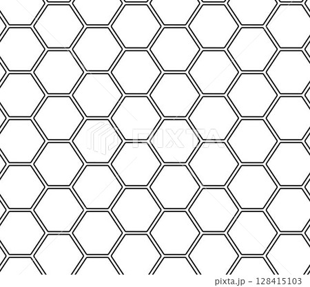 Hexagon seamless pattern. Vector graphic line illustration. Honeycomb shape geometric background. design for fashion graphics, textile prints, fabrics, wallpapers. Hexagon seamless pattern. Vector graphic line illustration. Honeycomb shape geometric background. design for fashion graphics, textile prints, fabrics, wallpapers. 128415103